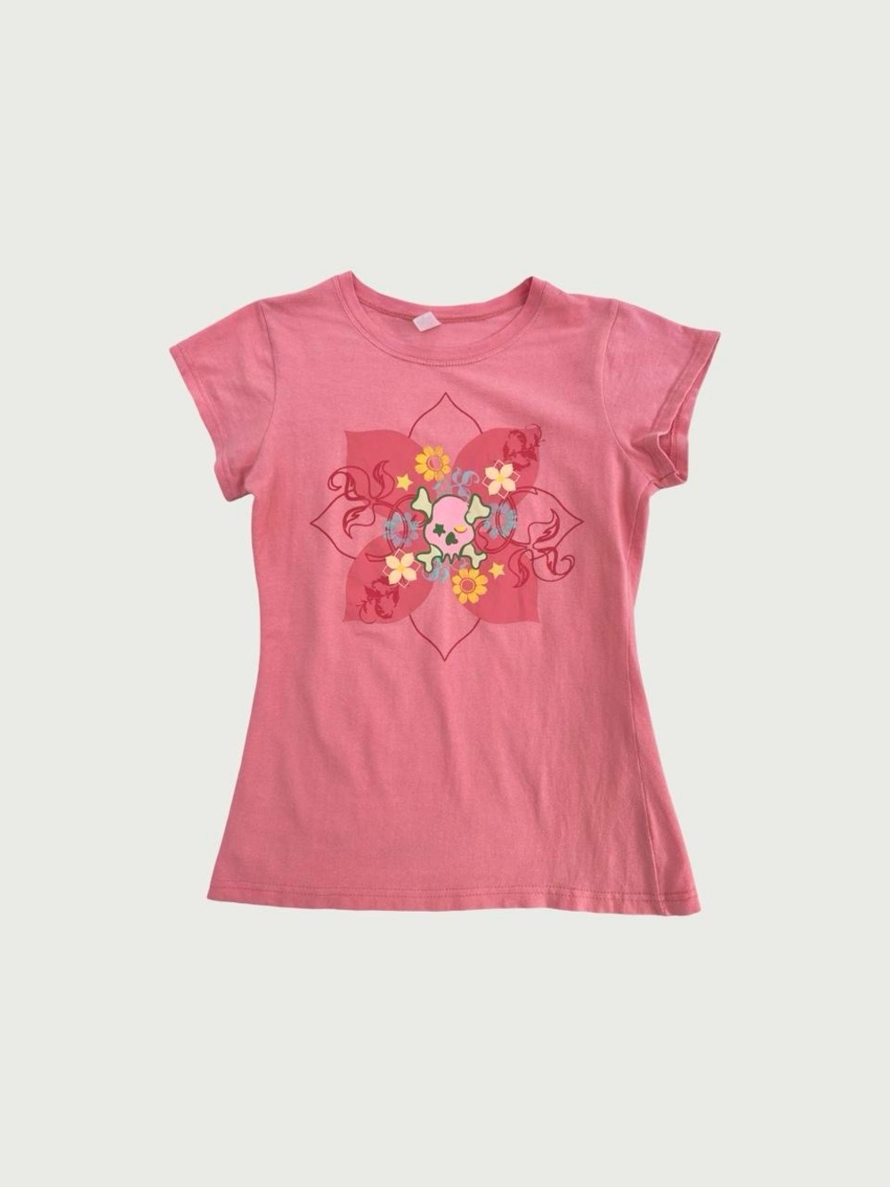 Skull Flower Print Tee